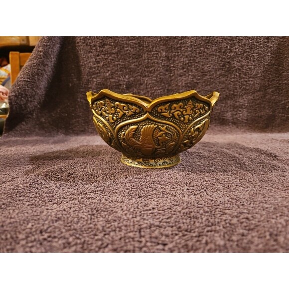 Napcoware Japan Golden Ceramic Blessing Bowl Bedside Trinket Bowl Planter C-9180 - Picture 1 of 13